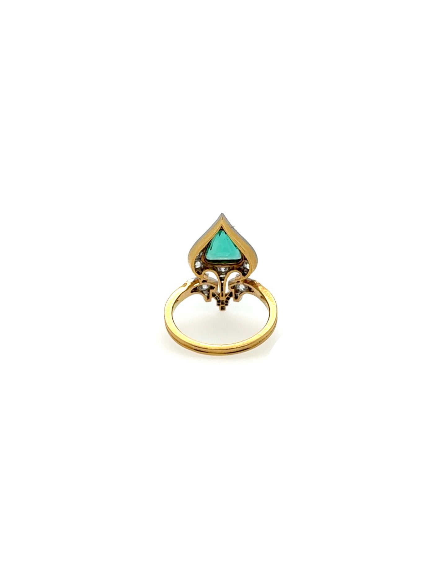 EMERALD & DIAMONDS, WHITE & YELLOW GOLD RING, 1950s