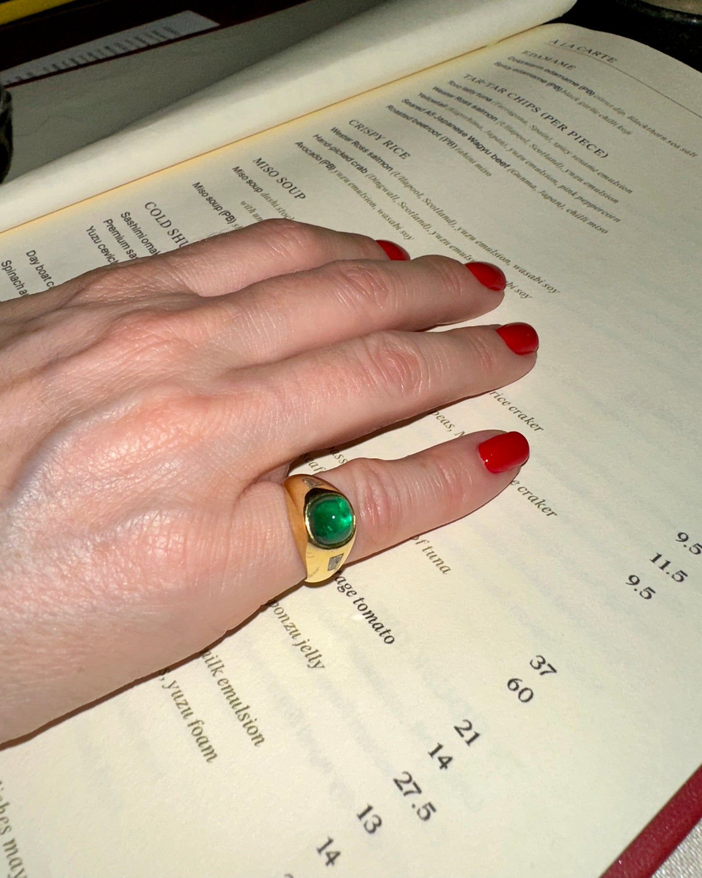 BVLGARI COLOMBIAN EMERALD, DIAMONDS & YELLOW GOLD RING