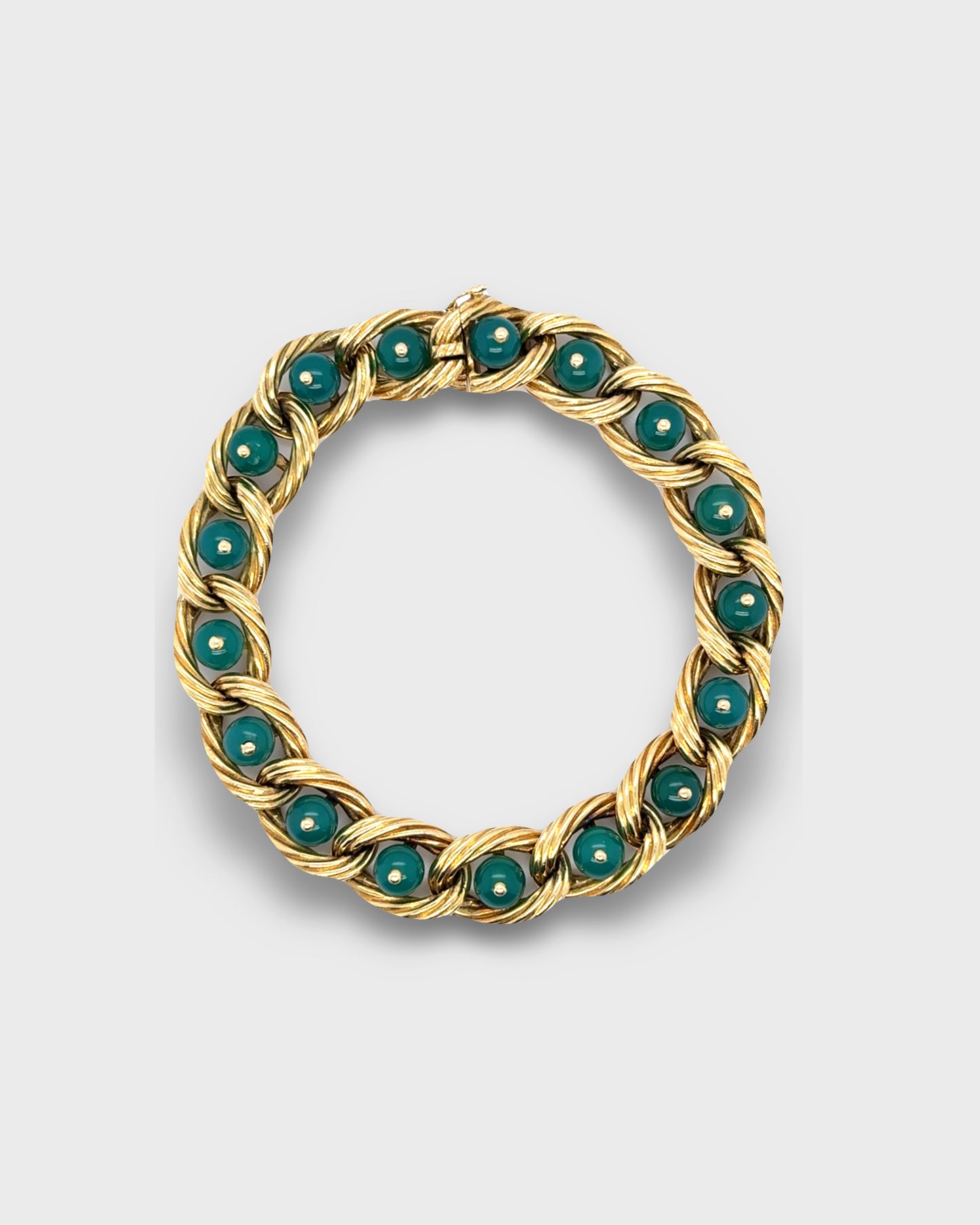 VAN CLEEF & ARPELS YELLOW GOLD & CHALCEDONY BEADS BRACELET, 1960s