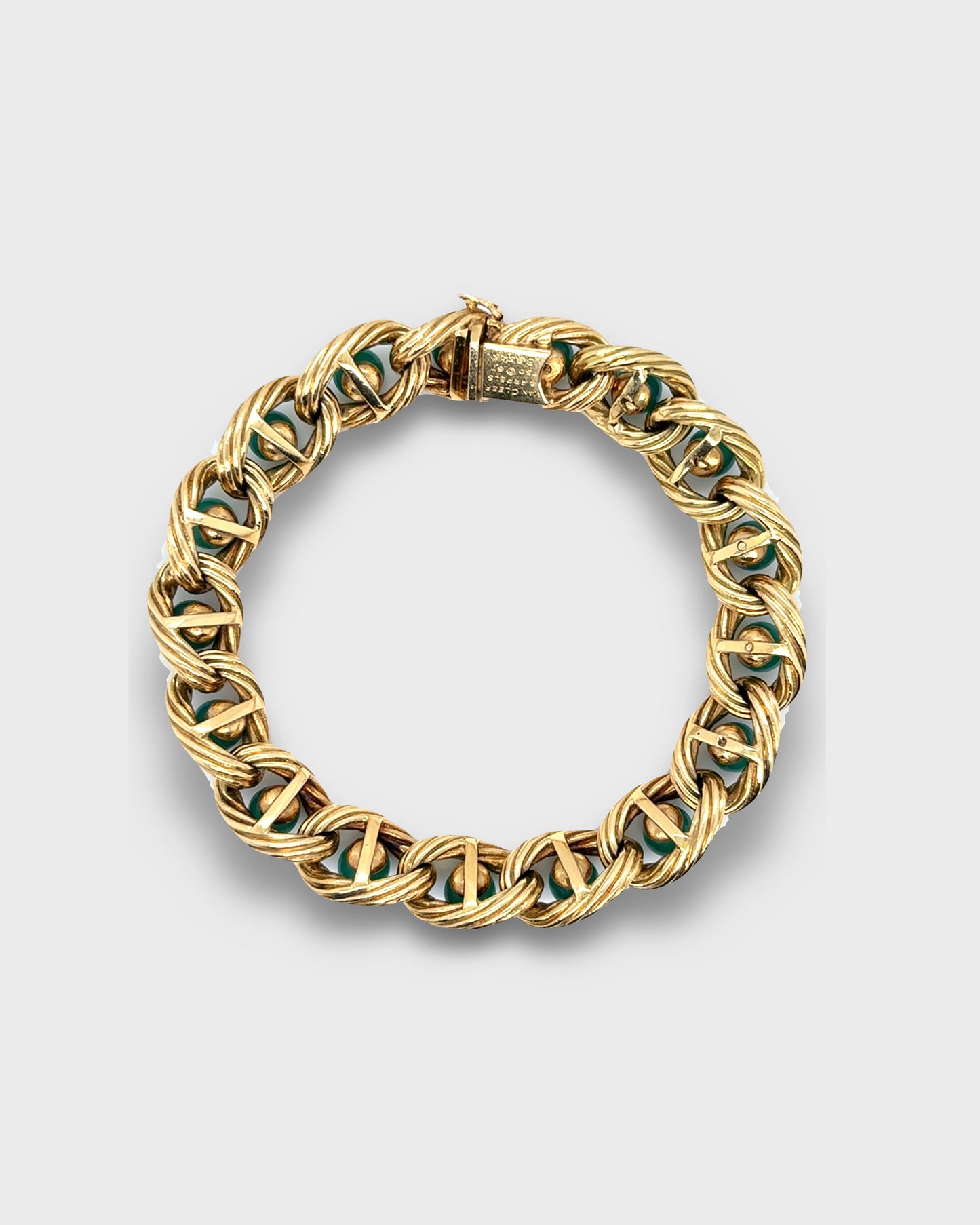 VAN CLEEF & ARPELS YELLOW GOLD & CHALCEDONY BEADS BRACELET, 1960s
