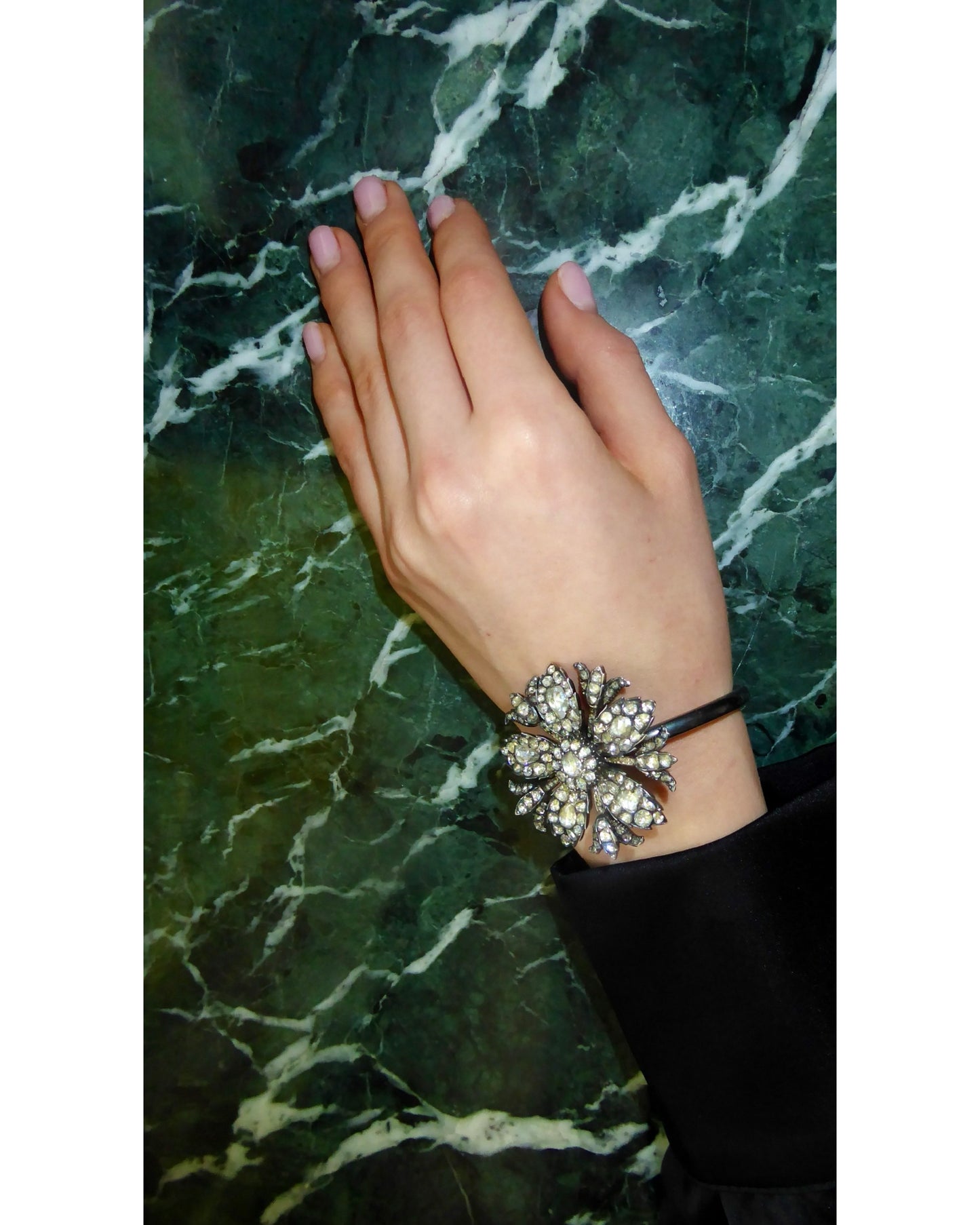 DIAMONDS, GOLD & SILVER FLORAL BRACELET, 1880s