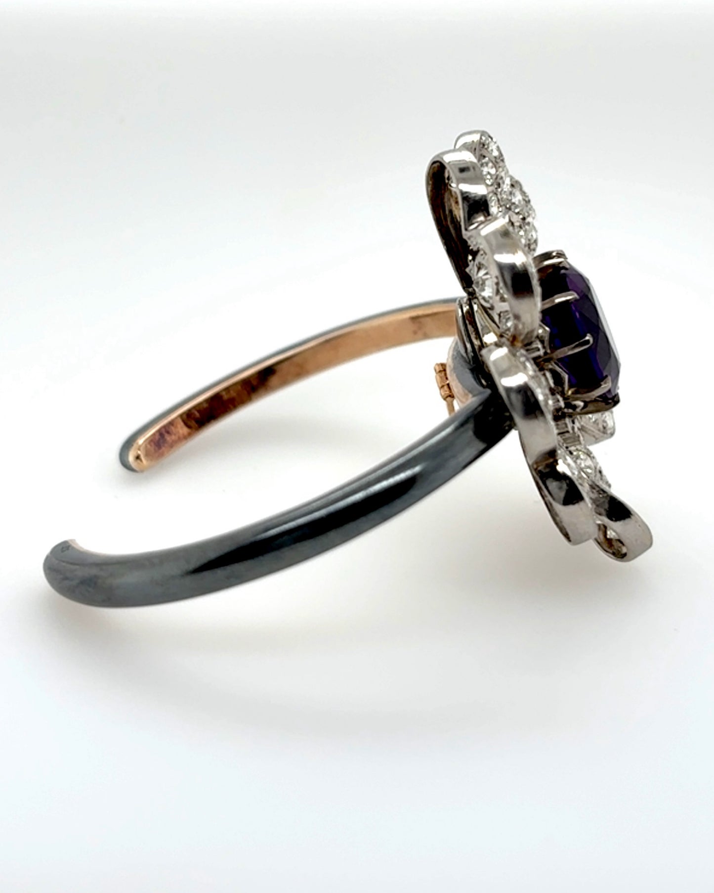 AMETHYST & DIAMONDS, SILVER & WHITE GOLD CONVERTIBLE BRACELET & BROOCH, 1950s