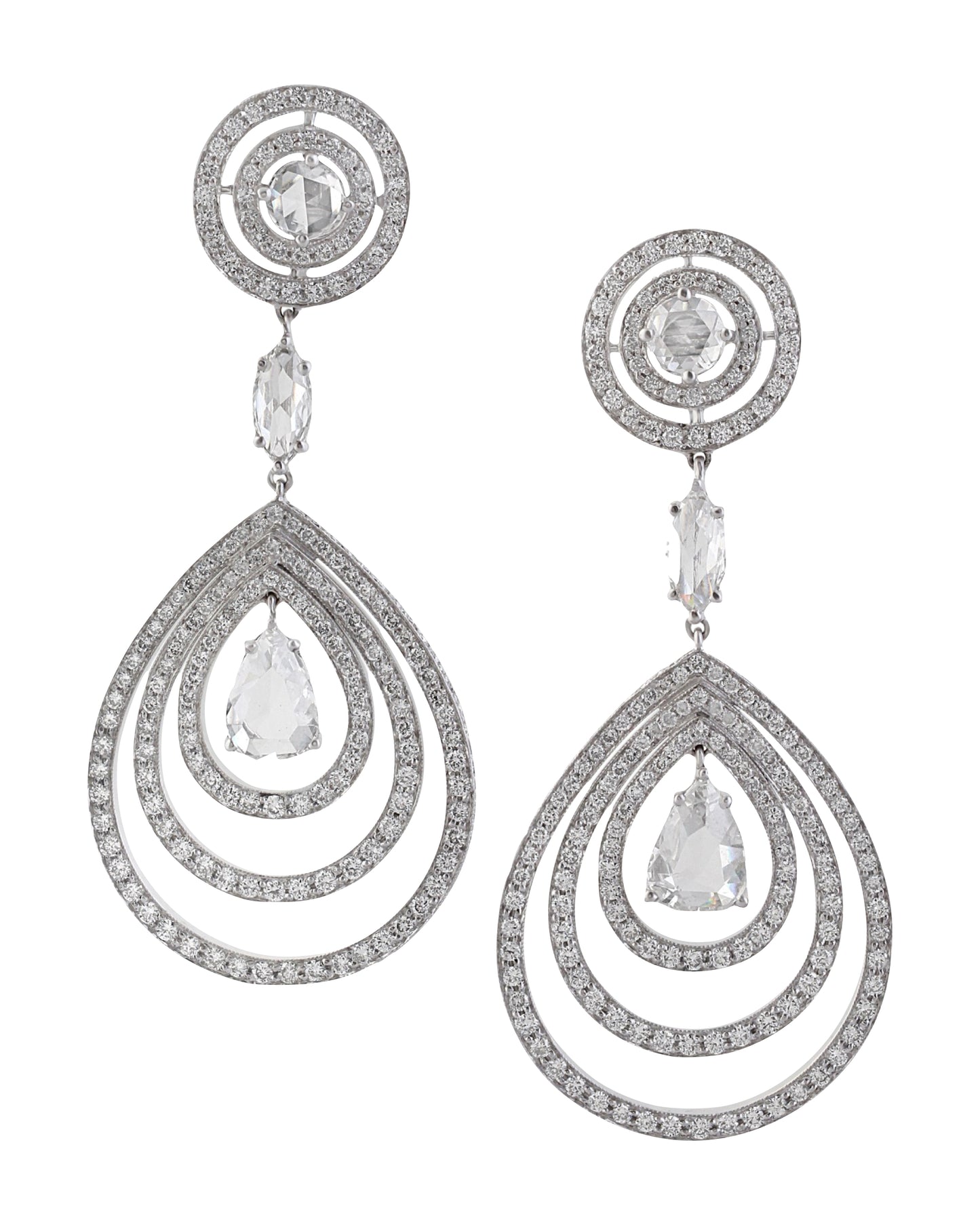 ASSIL DIAMOND & WHITE GOLD DROP EARRINGS, 1990s-2000s