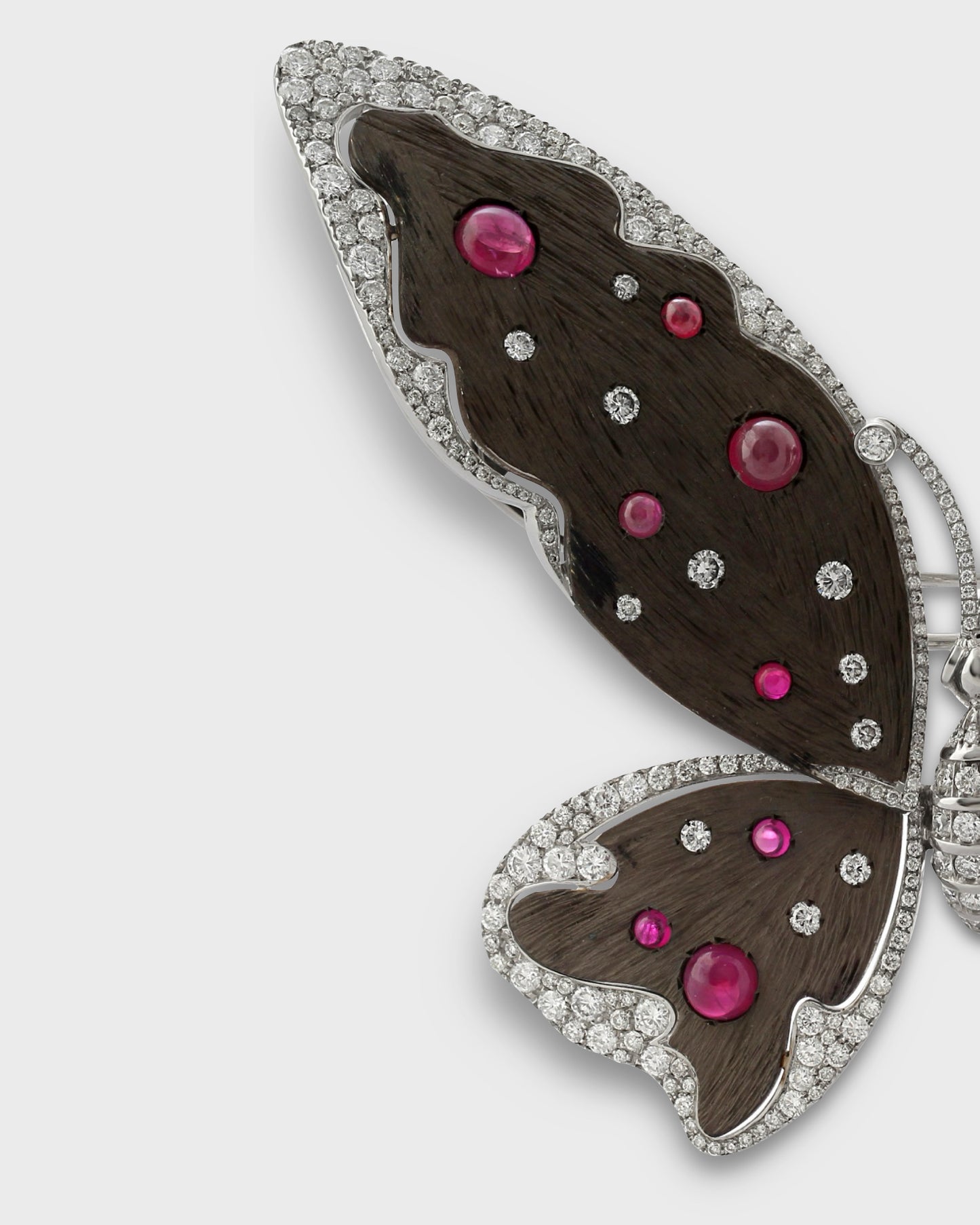 MICHELE DELLA VALLE RUBIES, DIAMONDS, SILVER & WHITE GOLD BUTTERFLY BROOCH
