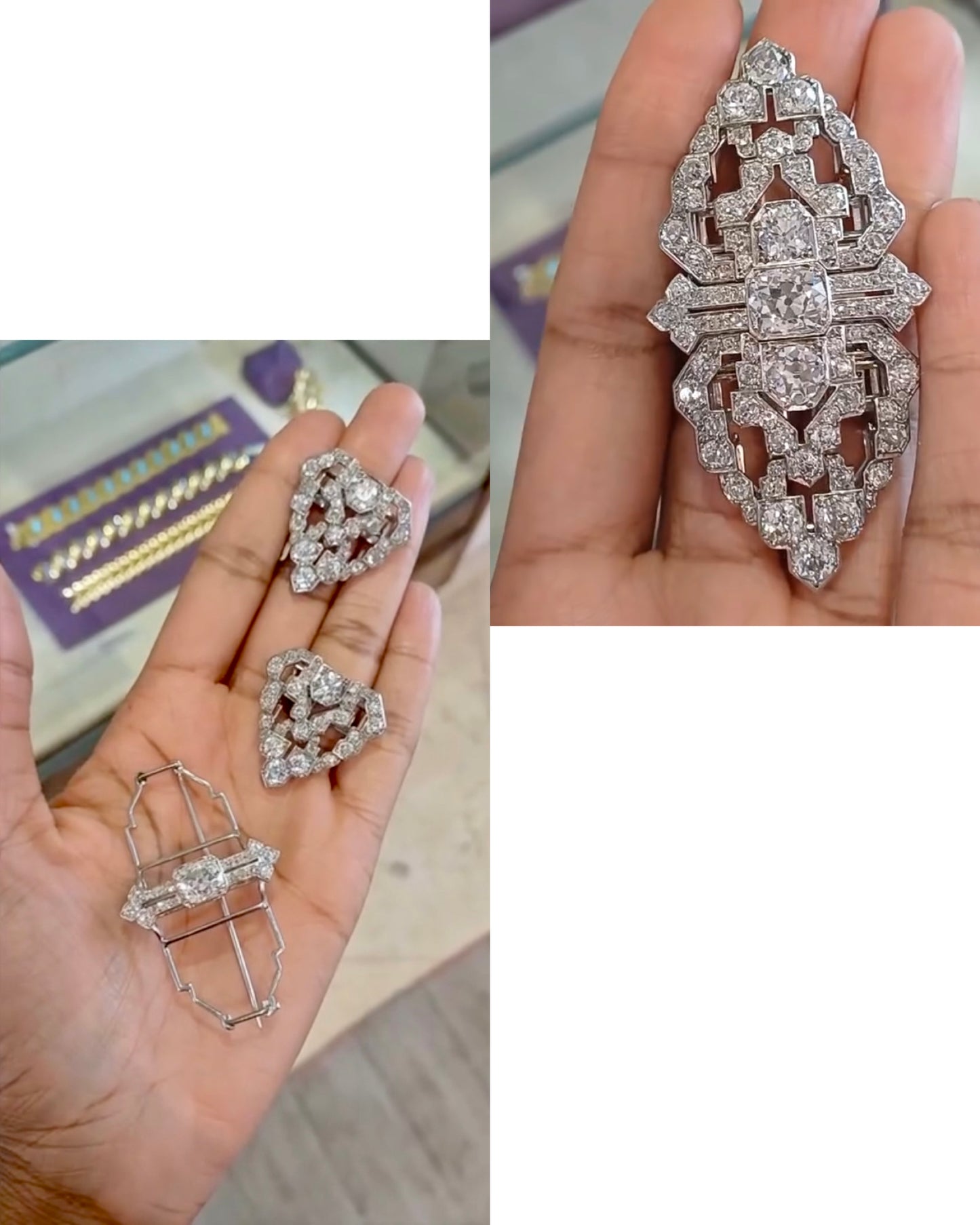 ART DÉCO DIAMOND & PLATINUM TRIPLE BROOCH, 1920s