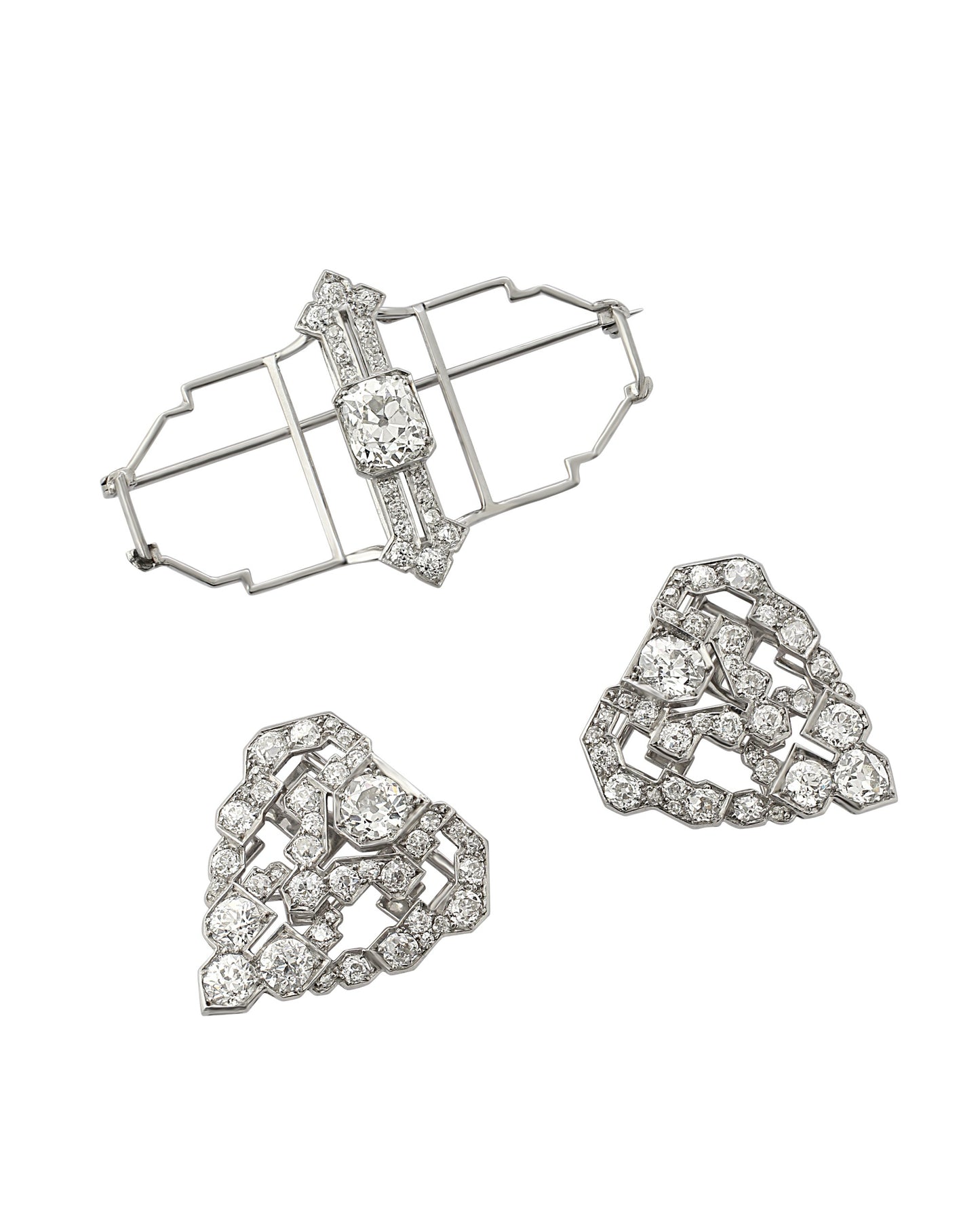 ART DÉCO DIAMOND & PLATINUM TRIPLE BROOCH, 1920s