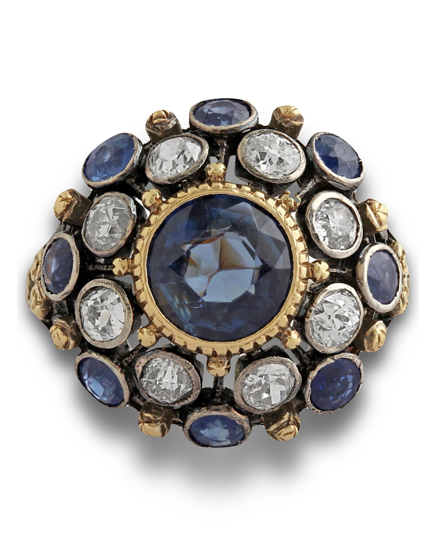 SAPPHIRE, & DIAMOND CLUSTER RING, 1900s