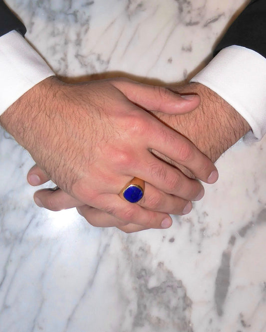 LAPIS & YELLOW GOLD SIGNET RING, 1900s