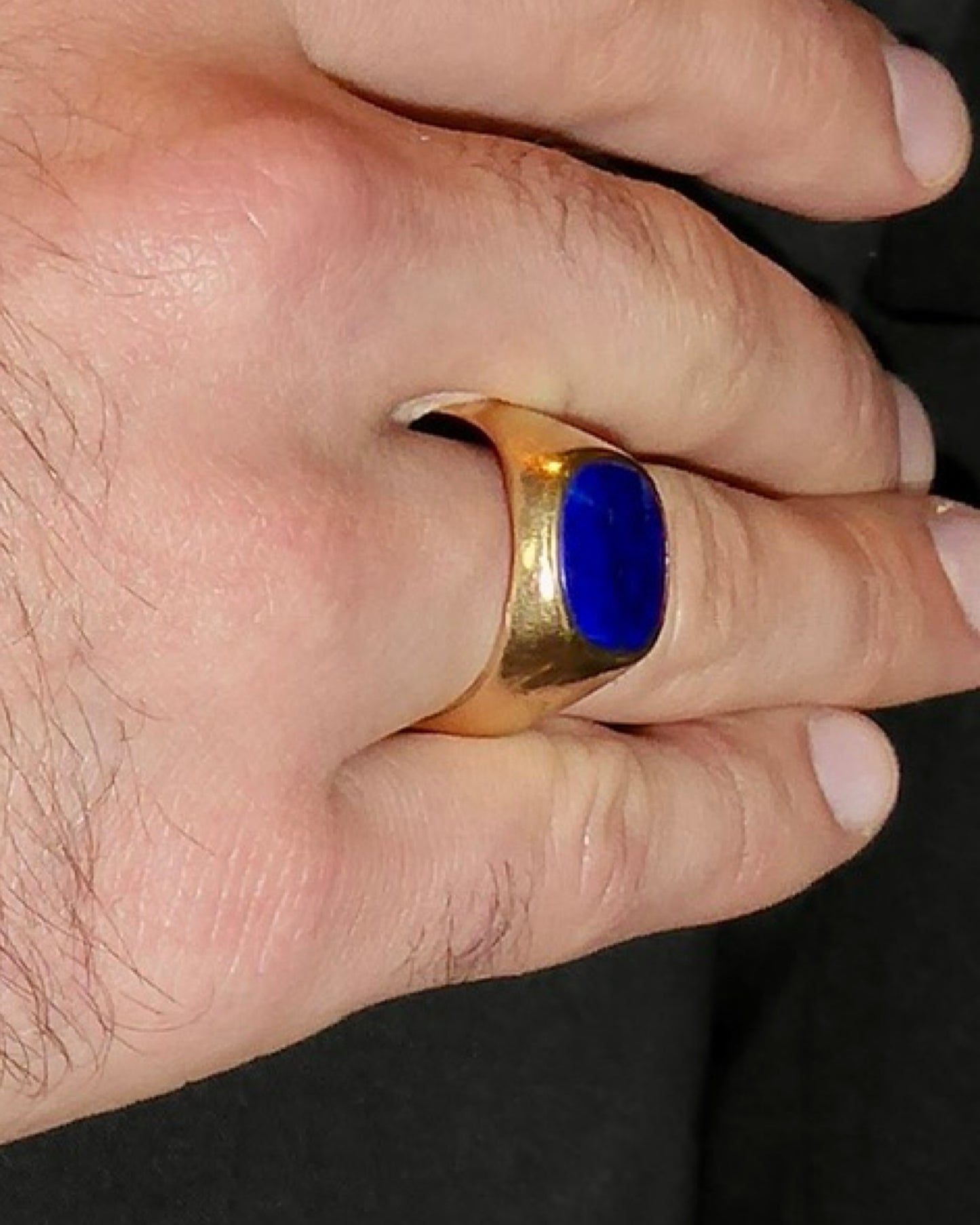 LAPIS & YELLOW GOLD SIGNET RING, 1900s