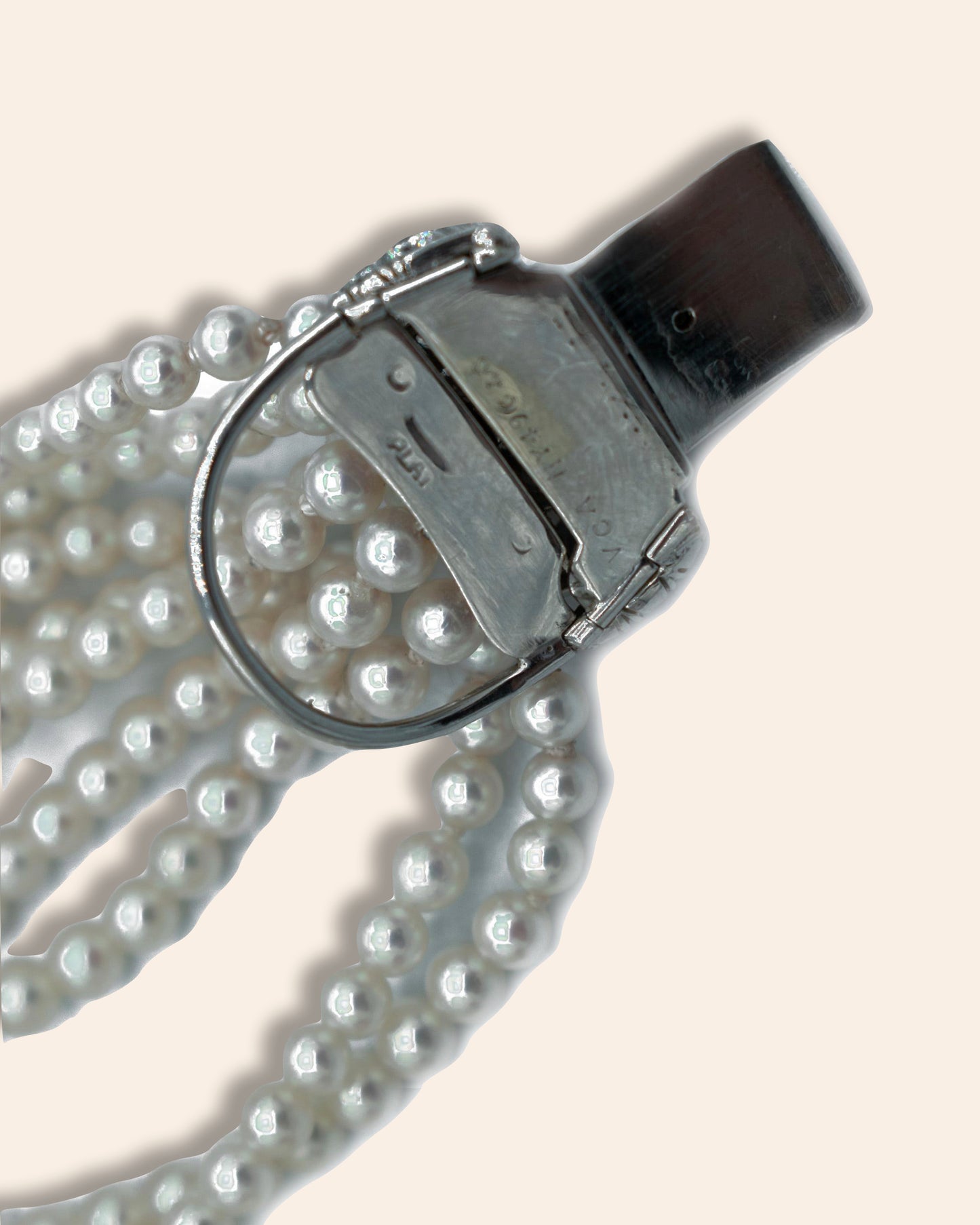 VAN CLEEF & ARPELS PEARL, DIAMOND & PLATINUM BRACELET, 1950s