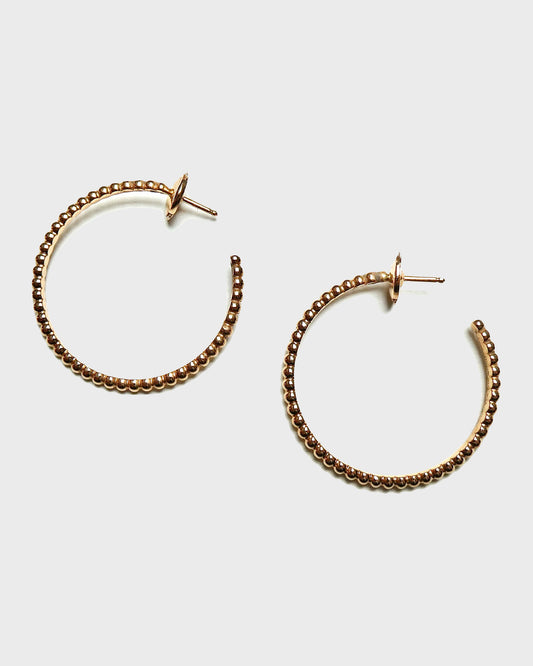 VAN CLEEF & ARPELS 'PERLÉE' YELLOW GOLD HOOP EARRINGS, 21st CENTURY