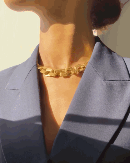 YELLOW GOLD GEOMETRIC LINKS NECKLACE, 1970s