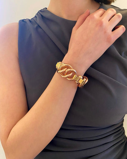 ART MODERNE YELLOW & ROSE GOLD CHAIN BRACELET, 1940s