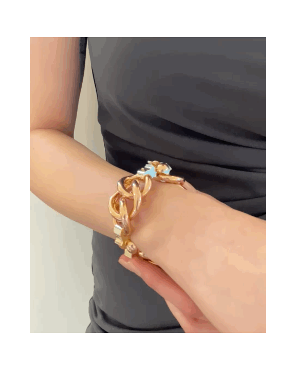 ART MODERNE YELLOW & ROSE GOLD CHAIN BRACELET, 1940s