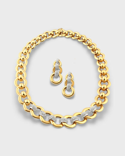 WEINGRILL DIAMOND & GOLD NECKLACE & EARRINGS, 20th CENTURY