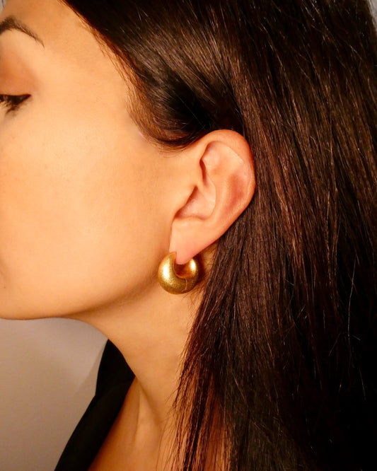 YELLOW GOLD HOOP EARRINGS, 20th CENTURY