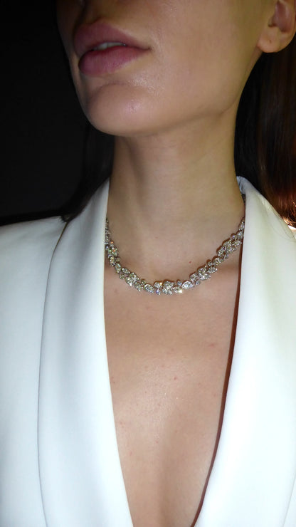 CARTIER WHITE DIAMONDS (22CT) & WHITE GOLD 'MUGUET' NECKLACE, 2000s