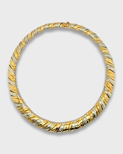 VAN CLEEF & ARPELS WHITE & YELLOW GOLD NECKLACE & EARRINGS, 1980s