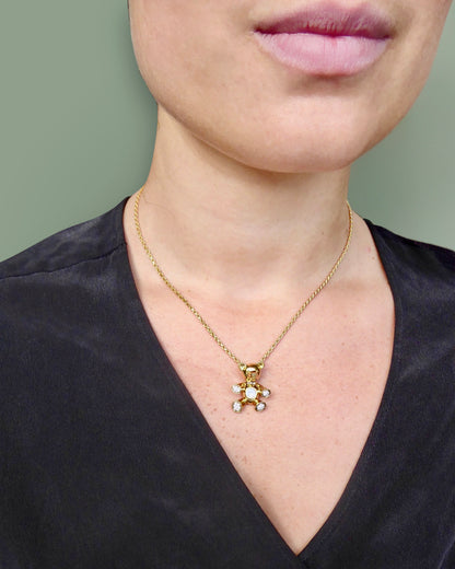 CHOPARD ‘HAPPY DIAMONDS' DIAMOND & YELLOW GOLD  BEAR PENDANT NECKLACE