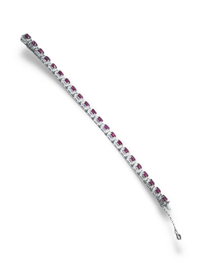 BURMA RUBY, DIAMOND & WHITE GOLD TENNIS BRACELET, c.2000