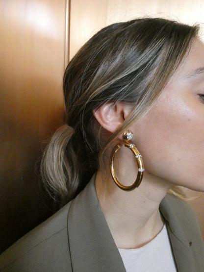 SALVATI GOLD & DIAMOND HOOP EARRINGS, 1990s