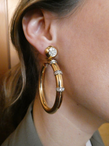 SALVATI GOLD & DIAMOND HOOP EARRINGS, 1990s