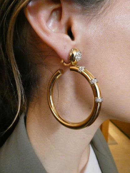 SALVATI GOLD & DIAMOND HOOP EARRINGS, 1990s