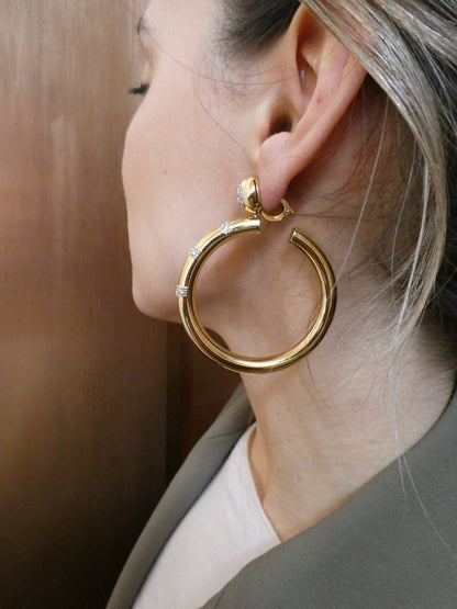 SALVATI GOLD & DIAMOND HOOP EARRINGS, 1990s