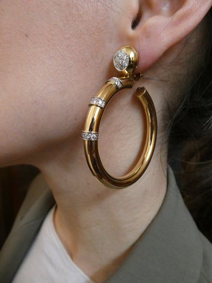 SALVATI GOLD & DIAMOND HOOP EARRINGS, 1990s