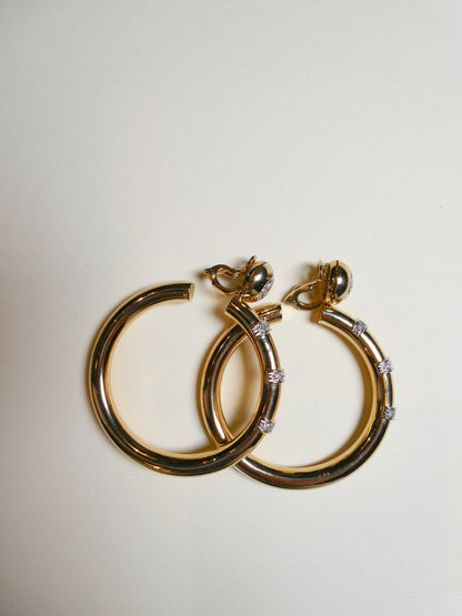 SALVATI GOLD & DIAMOND HOOP EARRINGS, 1990s