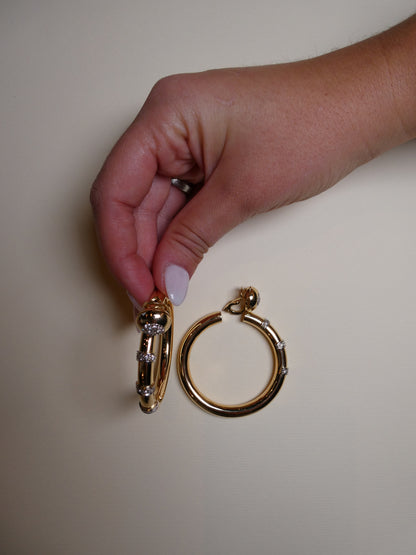 SALVATI GOLD & DIAMOND HOOP EARRINGS, 1990s