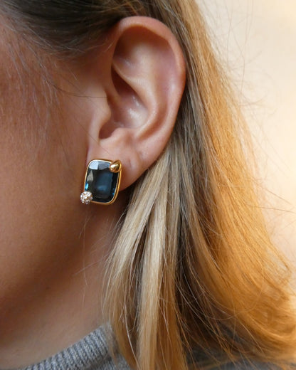 POMELLATO ‘RITRATTO’ BLUE TOPAZ, DIAMOND & ROSE GOLD CLIP EARRINGS, 2017