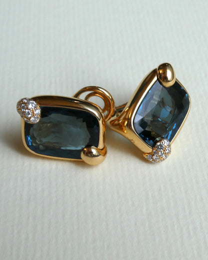POMELLATO ‘RITRATTO’ BLUE TOPAZ, DIAMOND & ROSE GOLD CLIP EARRINGS, 2017