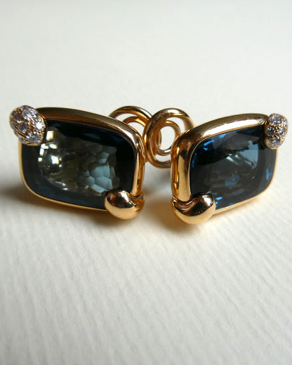 POMELLATO ‘RITRATTO’ BLUE TOPAZ, DIAMOND & ROSE GOLD CLIP EARRINGS, 2017