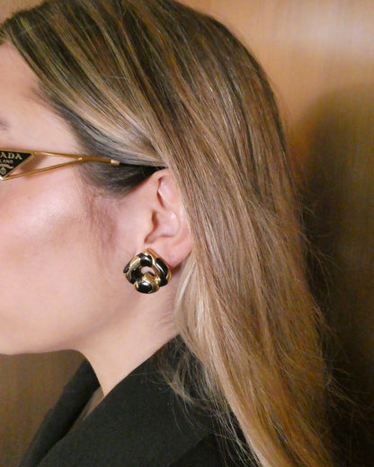 MARINA B. ‘PARDY ET PARDY’ GOLD & STEEL HEART CLIP EARRINGS, 1985