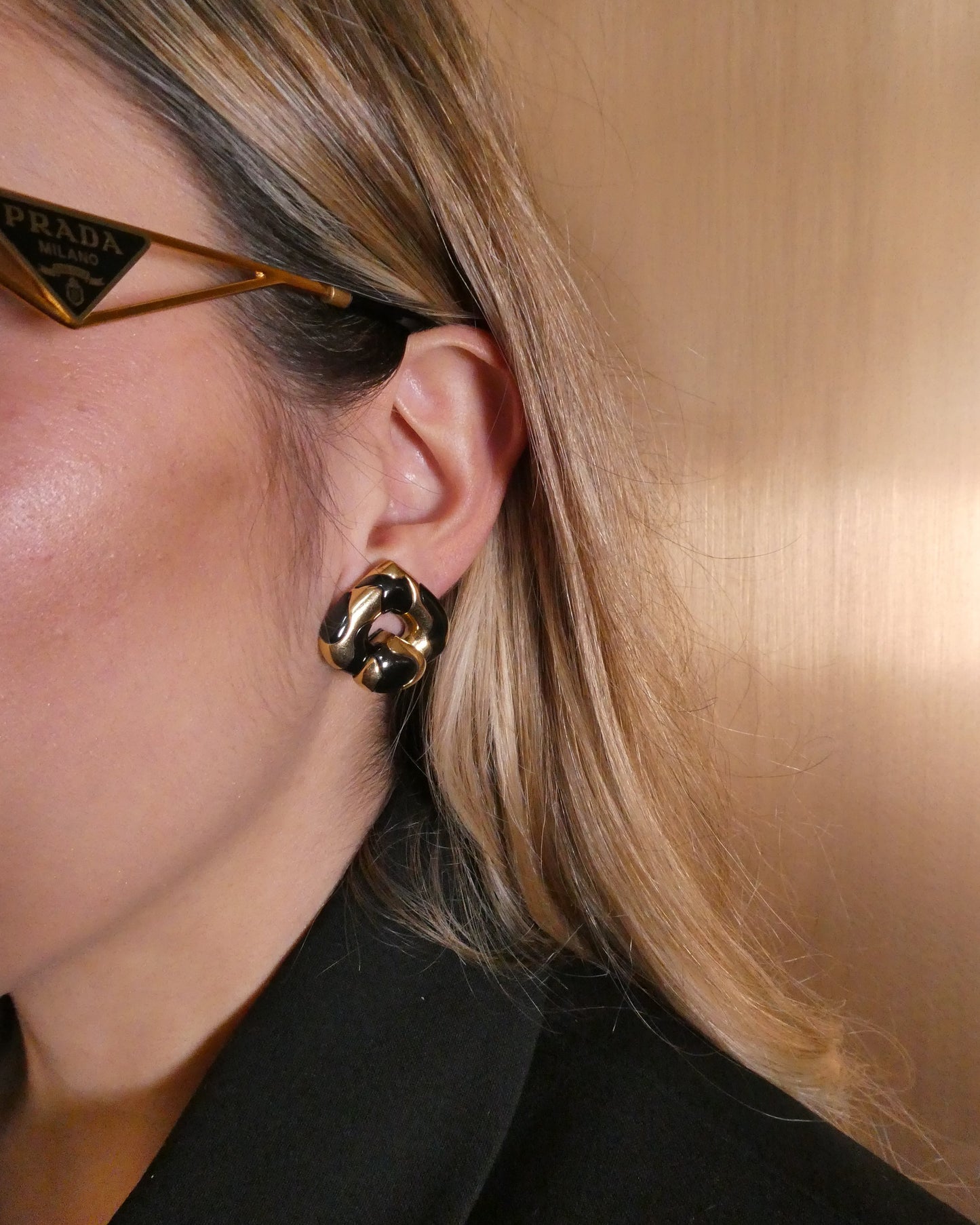 MARINA B. ‘PARDY ET PARDY’ GOLD & STEEL HEART CLIP EARRINGS, 1985