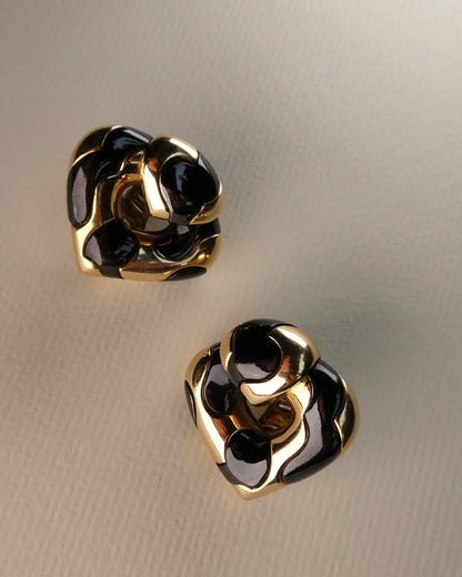 MARINA B. ‘PARDY ET PARDY’ GOLD & STEEL HEART CLIP EARRINGS, 1985