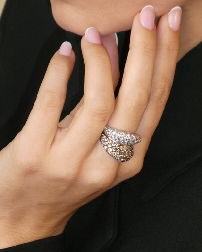 CACCIARI SALVATI BLACK AND WHITE DIAMOND & GOLD RING, 2000s