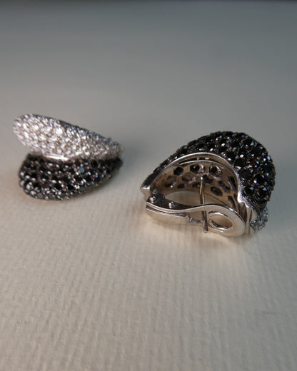 CACCIARI SALVATI BLACK AND WHITE DIAMOND & GOLD EARRINGS, 2000s