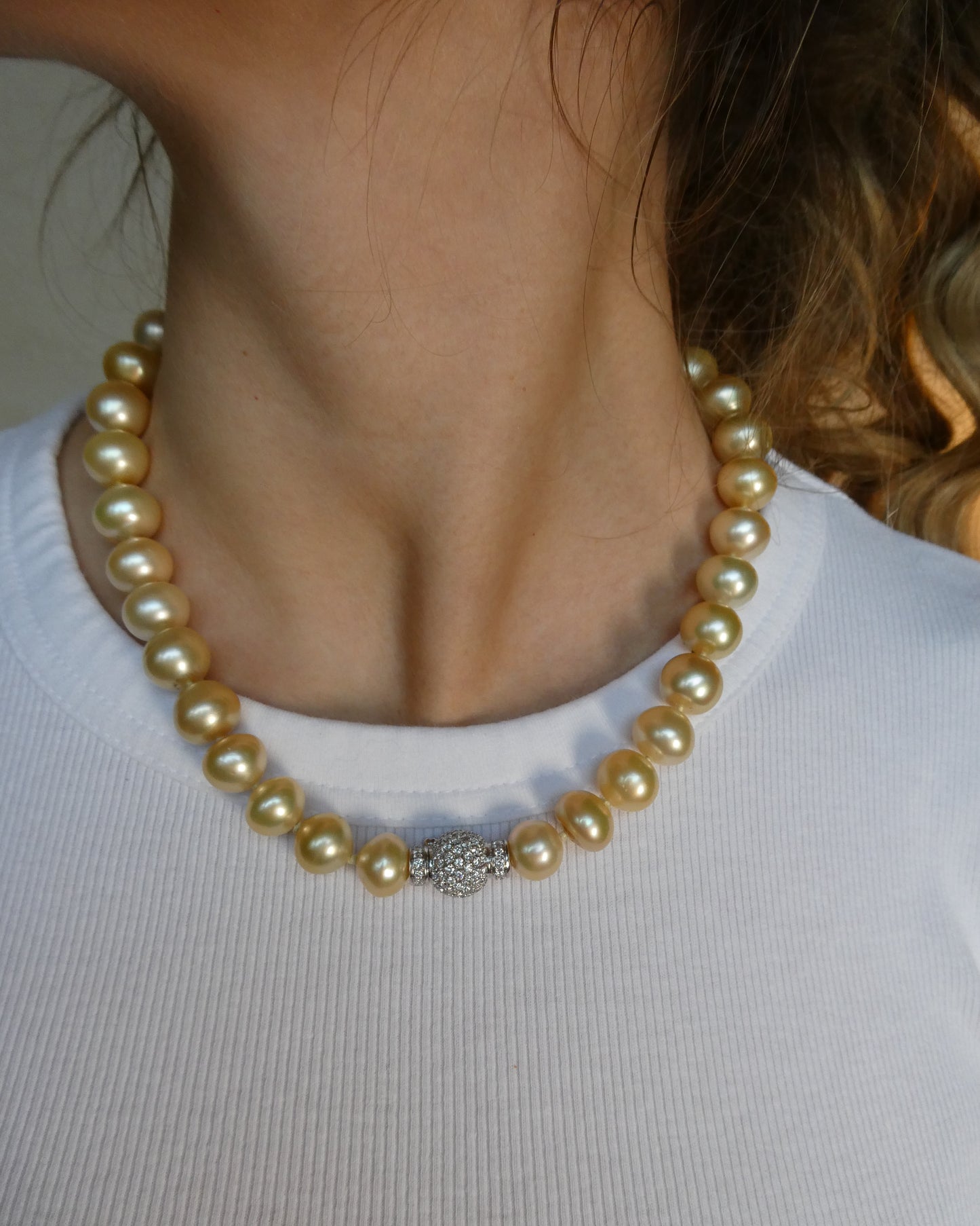CACCIARI SALVATI NATURAL PEARL & DIAMOND NECKLACE, 2000s