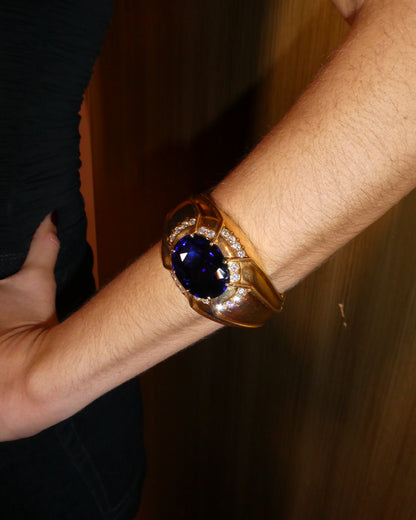 DAVID WEBB TANZANITE, DIAMOND & GOLD CUFF BRACELET, 1980s