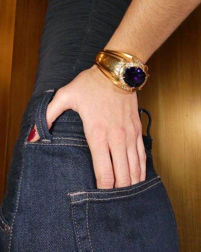 DAVID WEBB TANZANITE, DIAMOND & GOLD CUFF BRACELET, 1980s