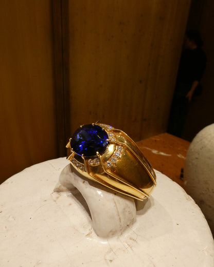 DAVID WEBB TANZANITE, DIAMOND & GOLD CUFF BRACELET, 1980s
