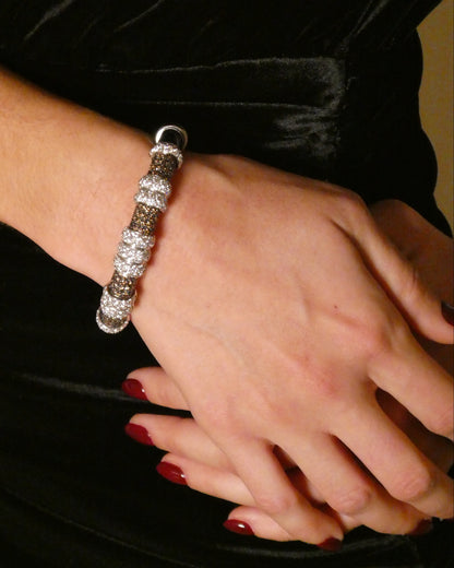 CACCIARI SALVATI CHAMPAGNE & WHITE DIAMONDS ON WHITE GOLD BANGLE, 2000
