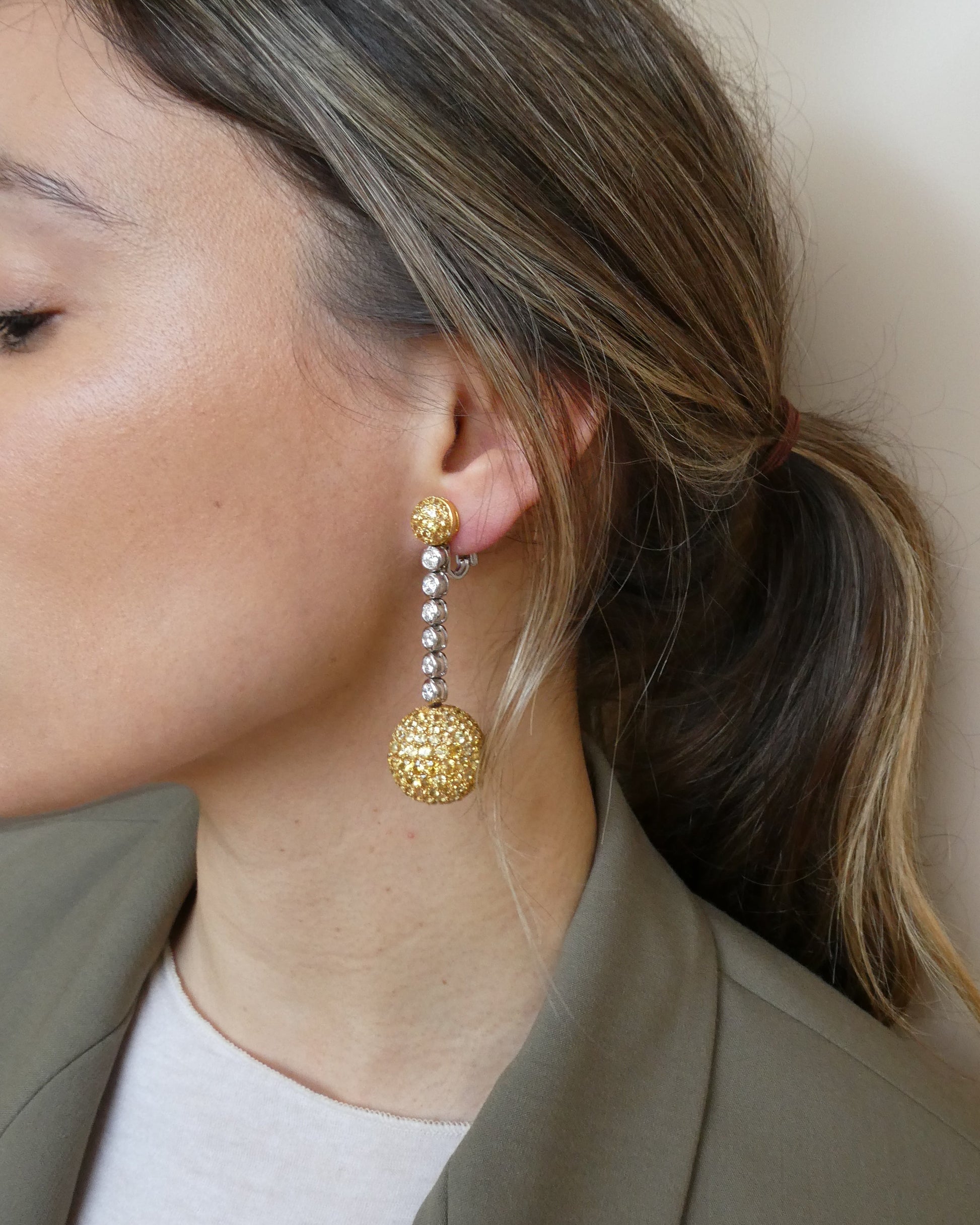 JEWELS BY VIGGI YELLOW SAPPHIRE & DIAMOND DROP EARRINGS, 2018