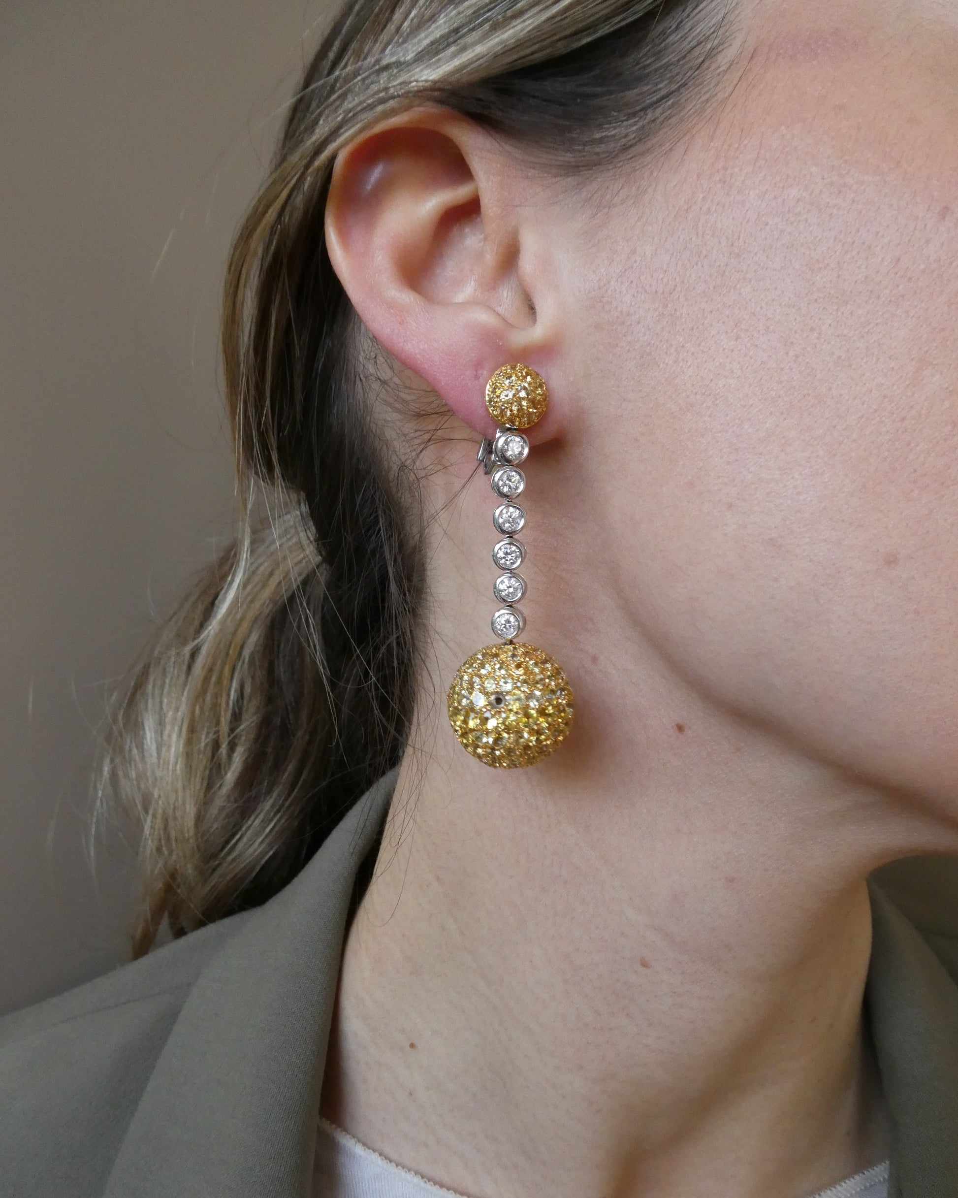 JEWELS BY VIGGI YELLOW SAPPHIRE & DIAMOND DROP EARRINGS, 2018