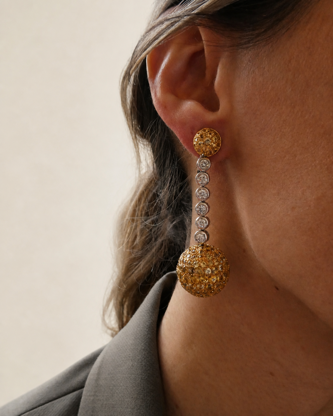 JEWELS BY VIGGI YELLOW SAPPHIRE & DIAMOND DROP EARRINGS, 2018