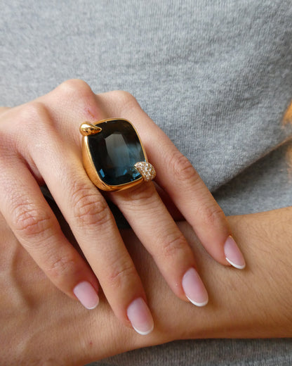 POMELLATO 'RITRATTO' BLUE TOPAZ, DIAMOND & GOLD COCKTAIL RING, 2017