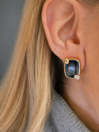 POMELLATO ‘RITRATTO’ BLUE TOPAZ, DIAMOND & ROSE GOLD CLIP EARRINGS, 2017