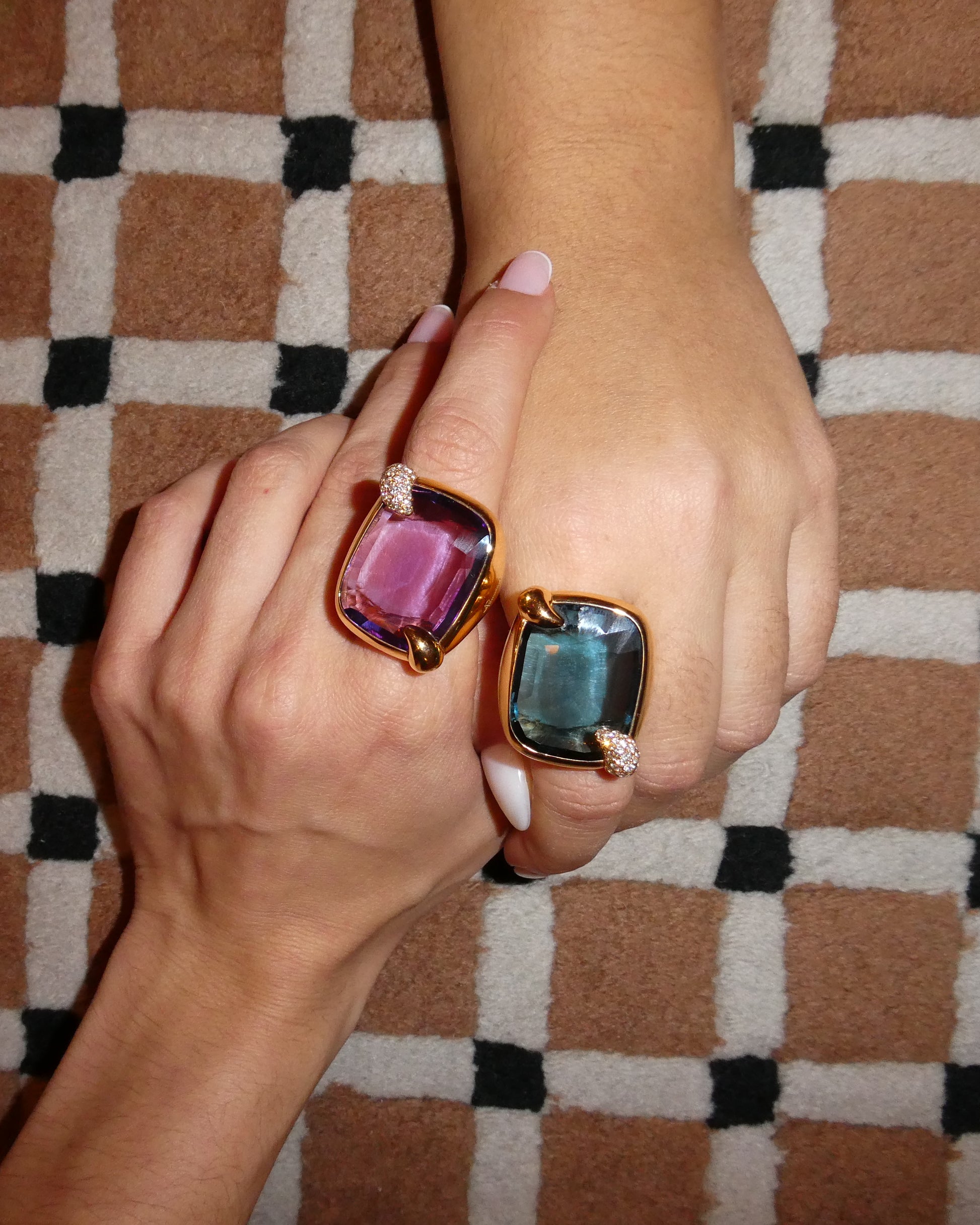 POMELLATO 'RITRATTO' BLUE TOPAZ, DIAMOND & GOLD COCKTAIL RING, 2017